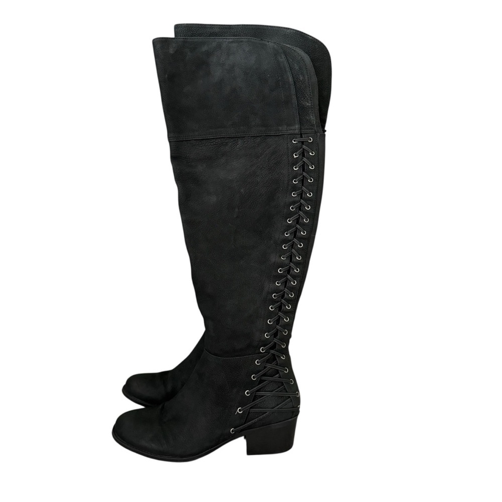 Vince Camuto‎ Black Over Knee Riding Boots Size 7.5 Bolina Pebbeled Leather